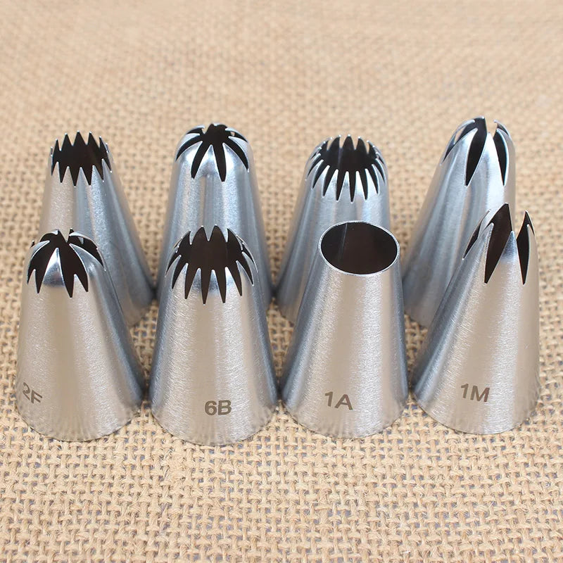 Versatile 8-Piece Stainless Steel Piping Nozzle Set