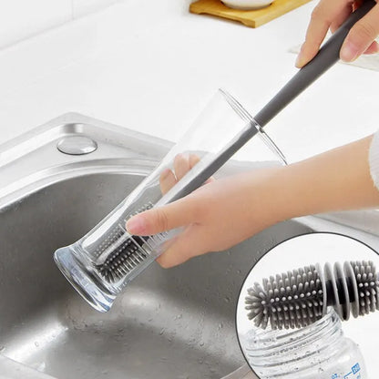 Grey Long Handle Silicone Cup Brush for Deep Cleaning