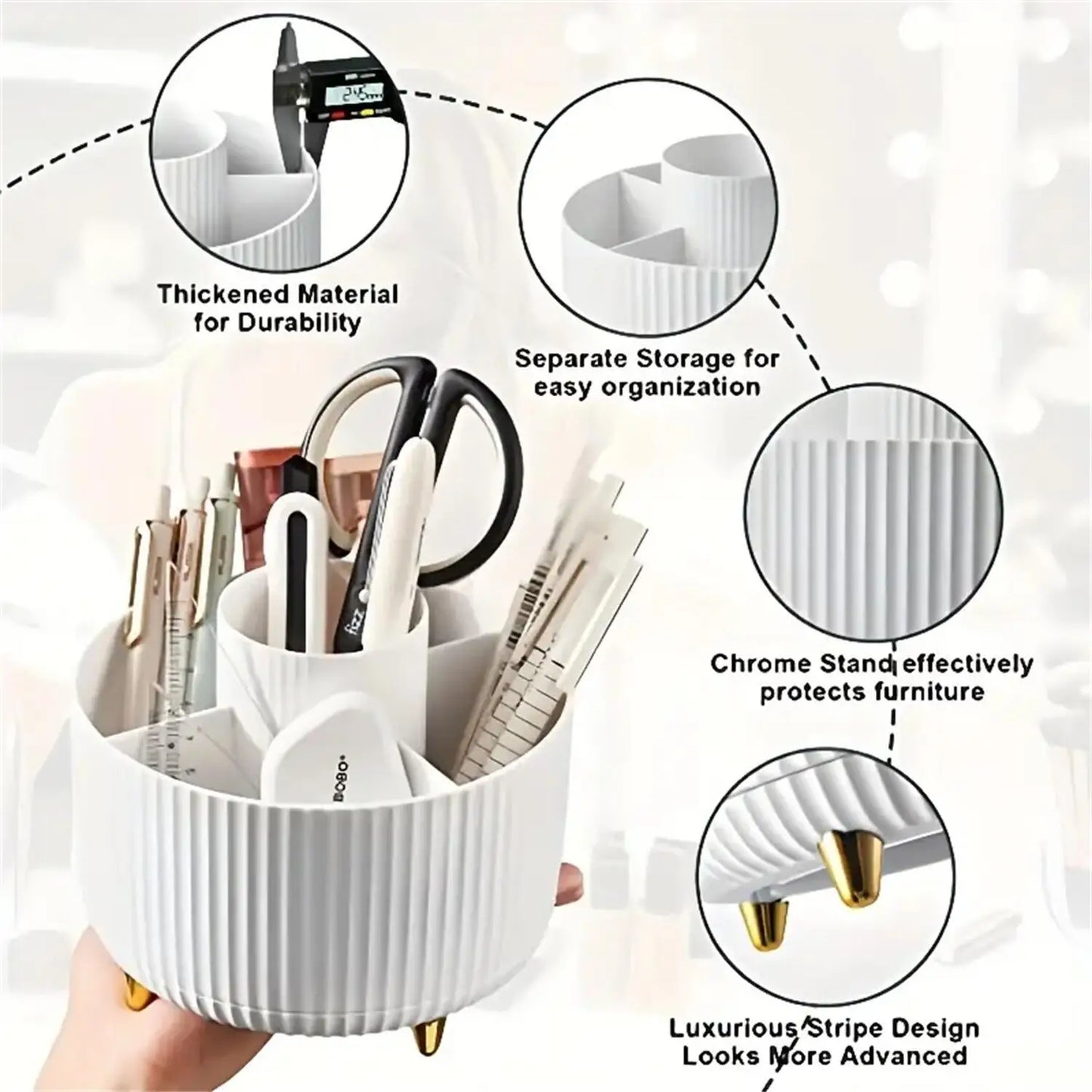 360-Degree Rotating Makeup Organizer with Five Compartments