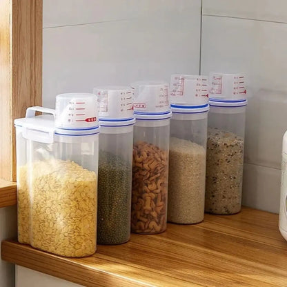 Multi-Functional Food Storage Canister with Measuring Cup