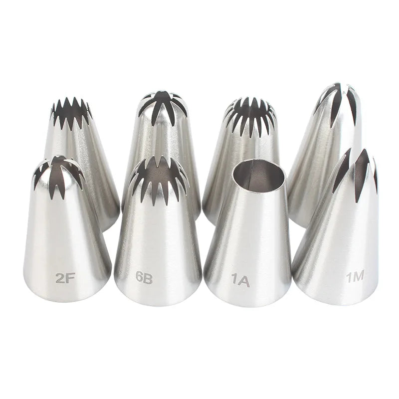 Versatile 8-Piece Stainless Steel Piping Nozzle Set