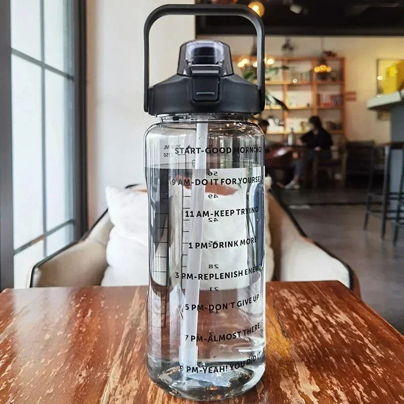 Motivational 2L Water Bottle with Straw - Stylish Hydration