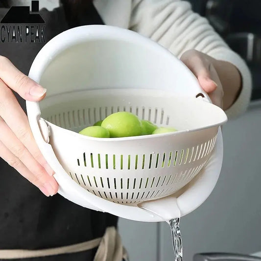 Versatile Double Layer Draining Basket for Fruits and Vegetables