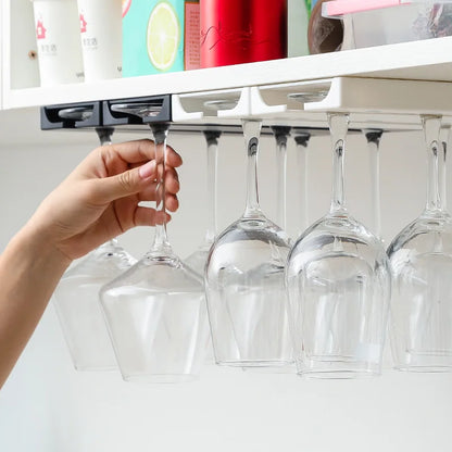 Stylish Under-Cabinet Wine Glass Rack - No Drill Installation