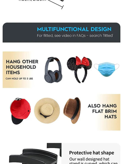 Minimalist Black Hat Hooks - 10 Pack Stylish Storage