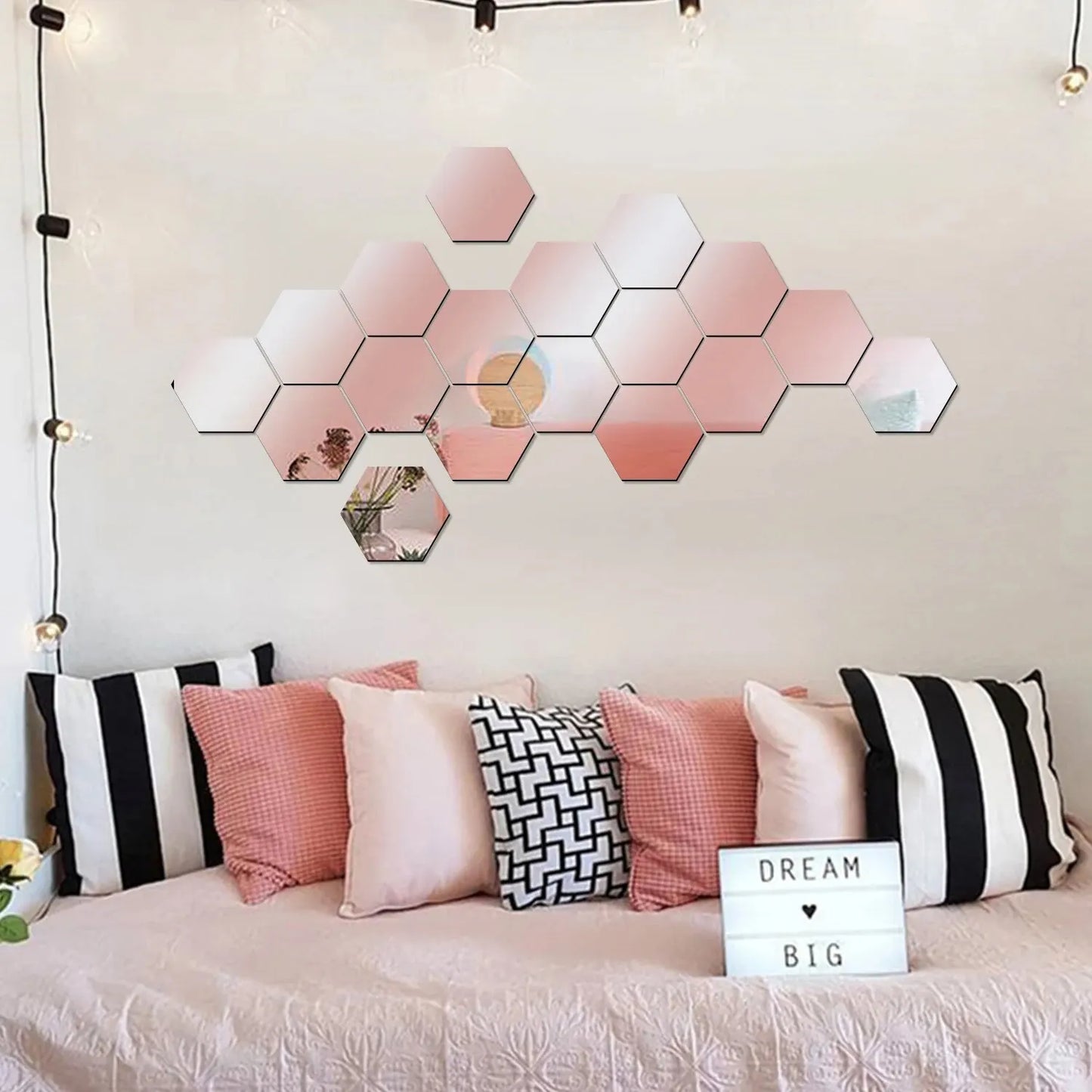 Geometric Hexagonal Mirror Set for Home Decoration