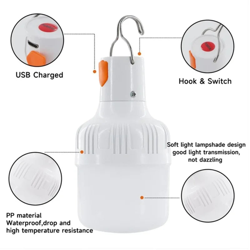 Portable USB Rechargeable LED Lantern for Camping and Outdoor Use