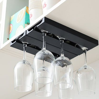 Stylish Under-Cabinet Wine Glass Rack - No Drill Installation