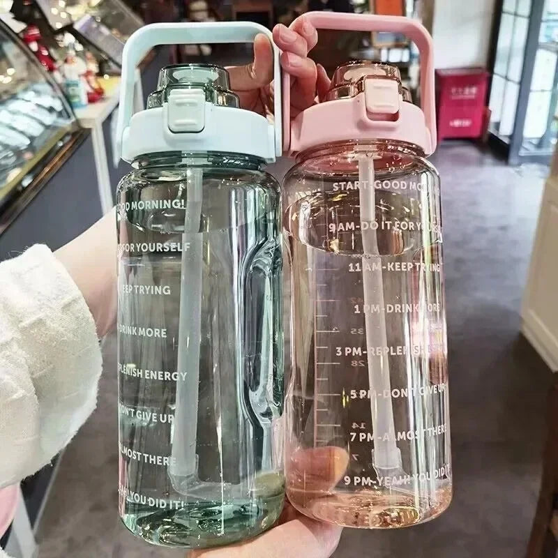 Motivational 2L Water Bottle with Straw - Stylish Hydration