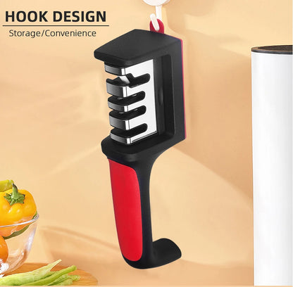 Ergonomic 3-Stage Knife Sharpener for Kitchen Use