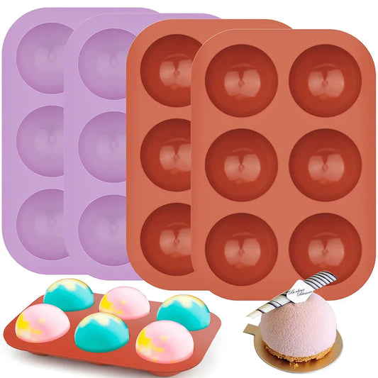 Versatile 6-Cavity Silicone Half Sphere Molds for Baking and Treats