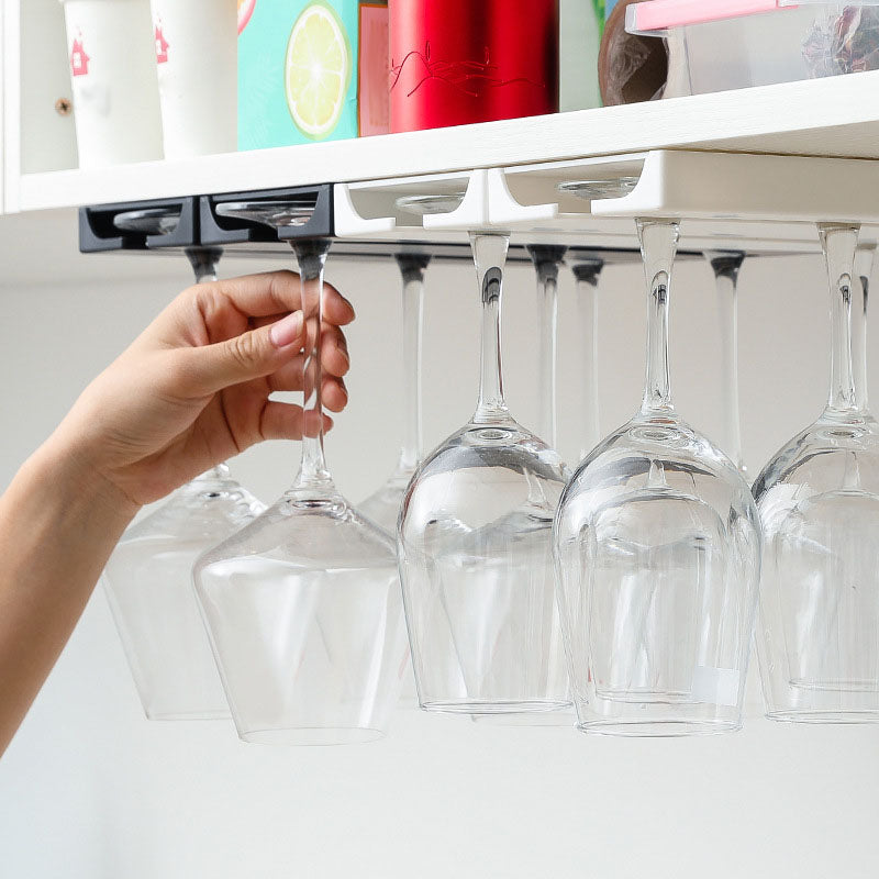 Stylish Under-Cabinet Wine Glass Rack - No Drill Installation