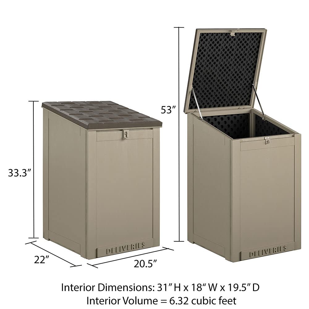 Cosco Outdoor LIving BoxGuard®, Large Lockable Package Delivery and Storage Box, 6.3 cubic feet, Tan