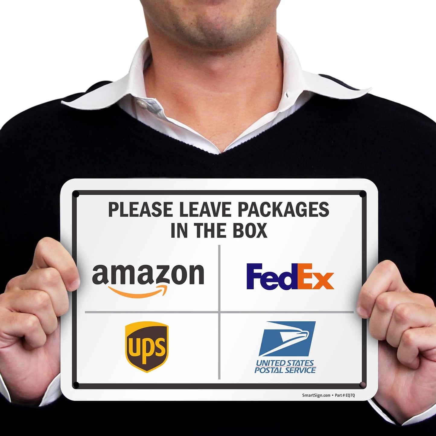 SmartSign 7 x 10 inch “Please Leave Packages In The Box - Amazon, FedEx, UPS, USPS” Delivery Instructions Metal Sign, 40 mil Laminated Rustproof Aluminum, Multicolor