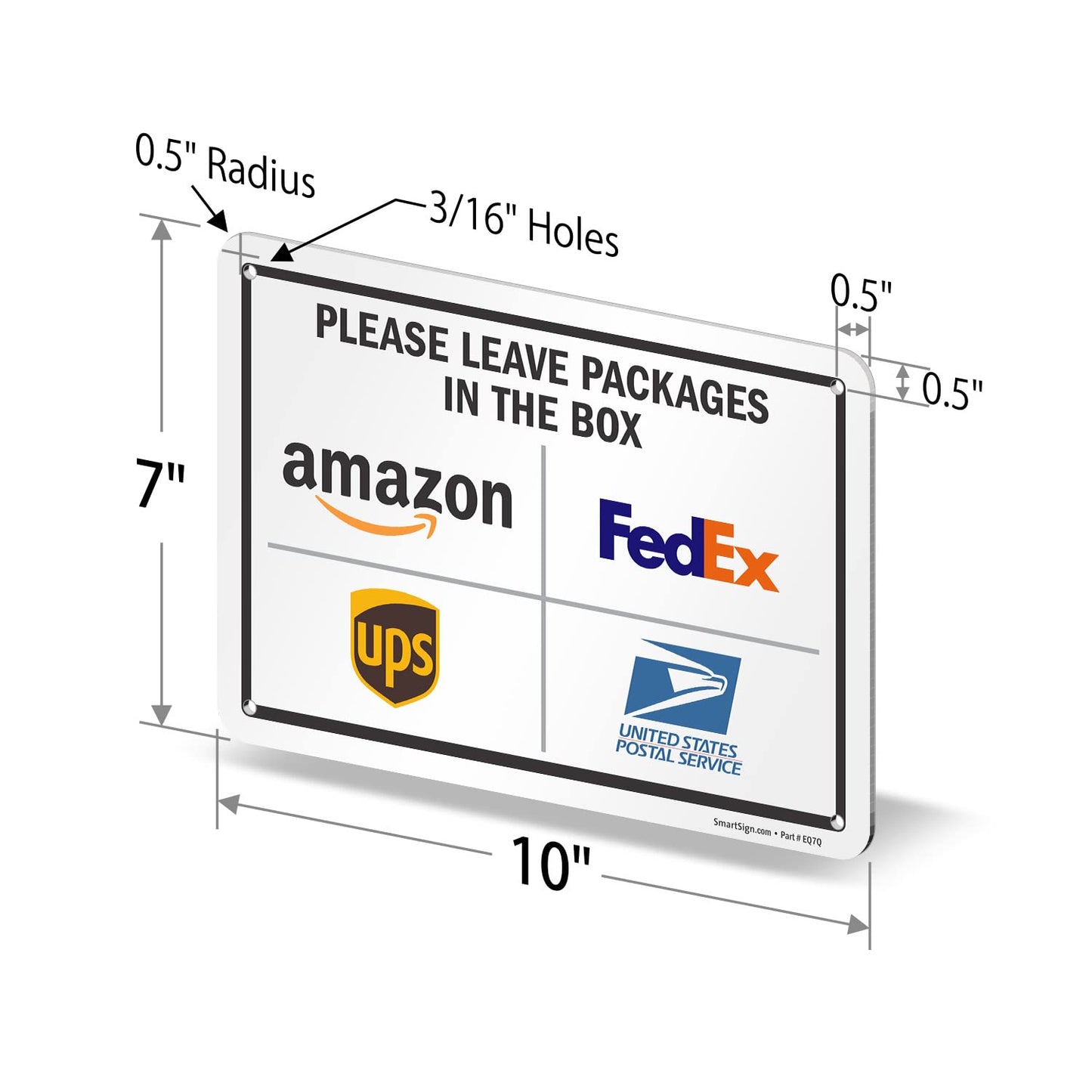 SmartSign 7 x 10 inch “Please Leave Packages In The Box - Amazon, FedEx, UPS, USPS” Delivery Instructions Metal Sign, 40 mil Laminated Rustproof Aluminum, Multicolor