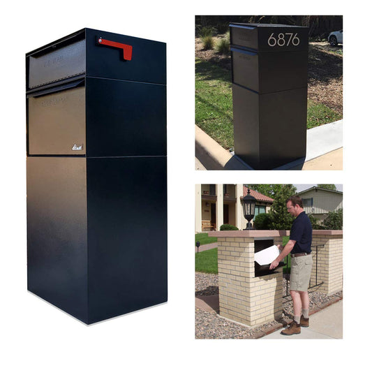 dVault® Full Service Vault DVCS0015 Secure Curbside Mailbox/Package Drop with Locking Letterbox (Black)