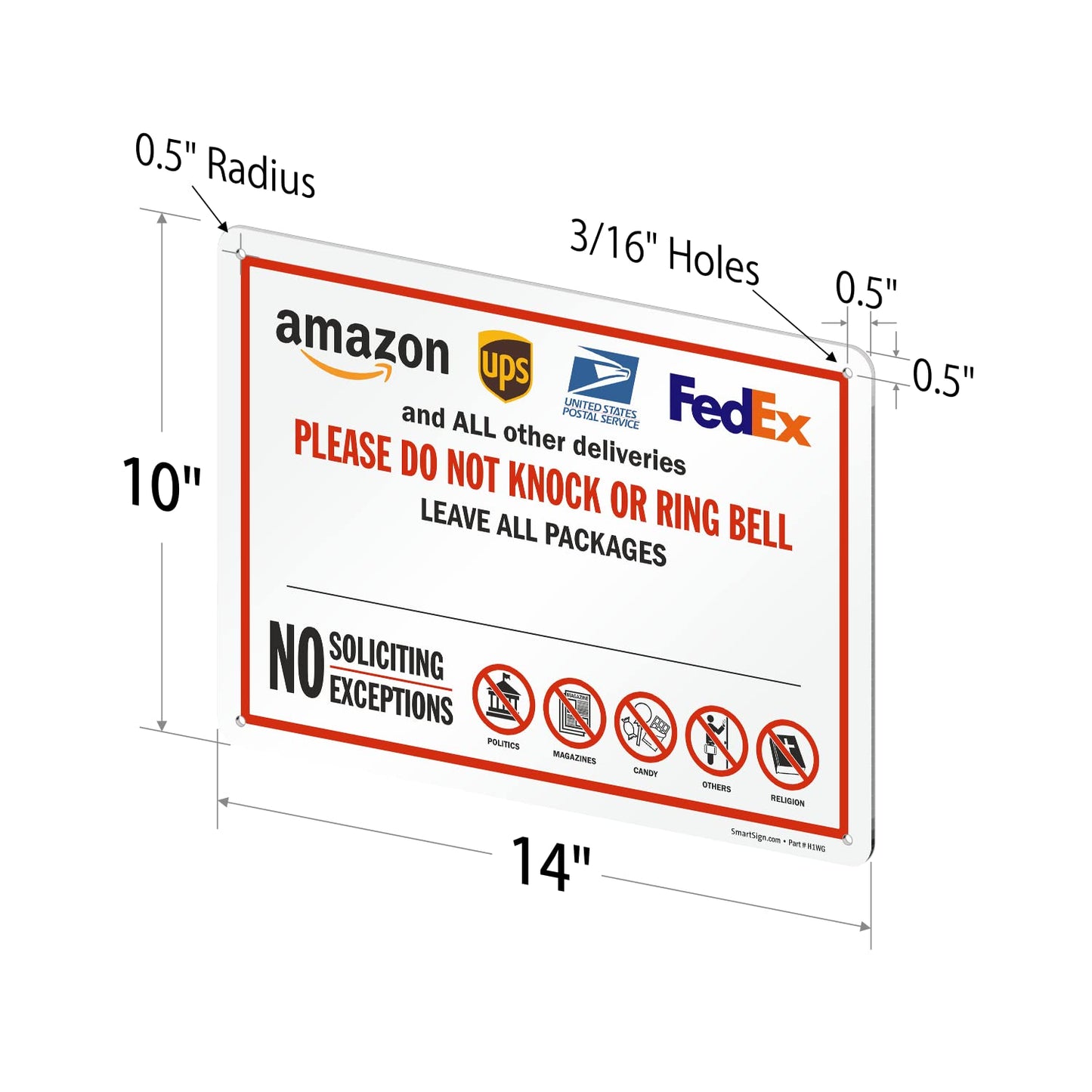 SmartSign Write-On Package Delivery Sign - “All Other Deliveries Please Do Not Knock or Ring Bell” with Delivery Logos, Dry Erase, 10 x 14 inch, 40 mil Laminated Rustproof Aluminum, Multicolor