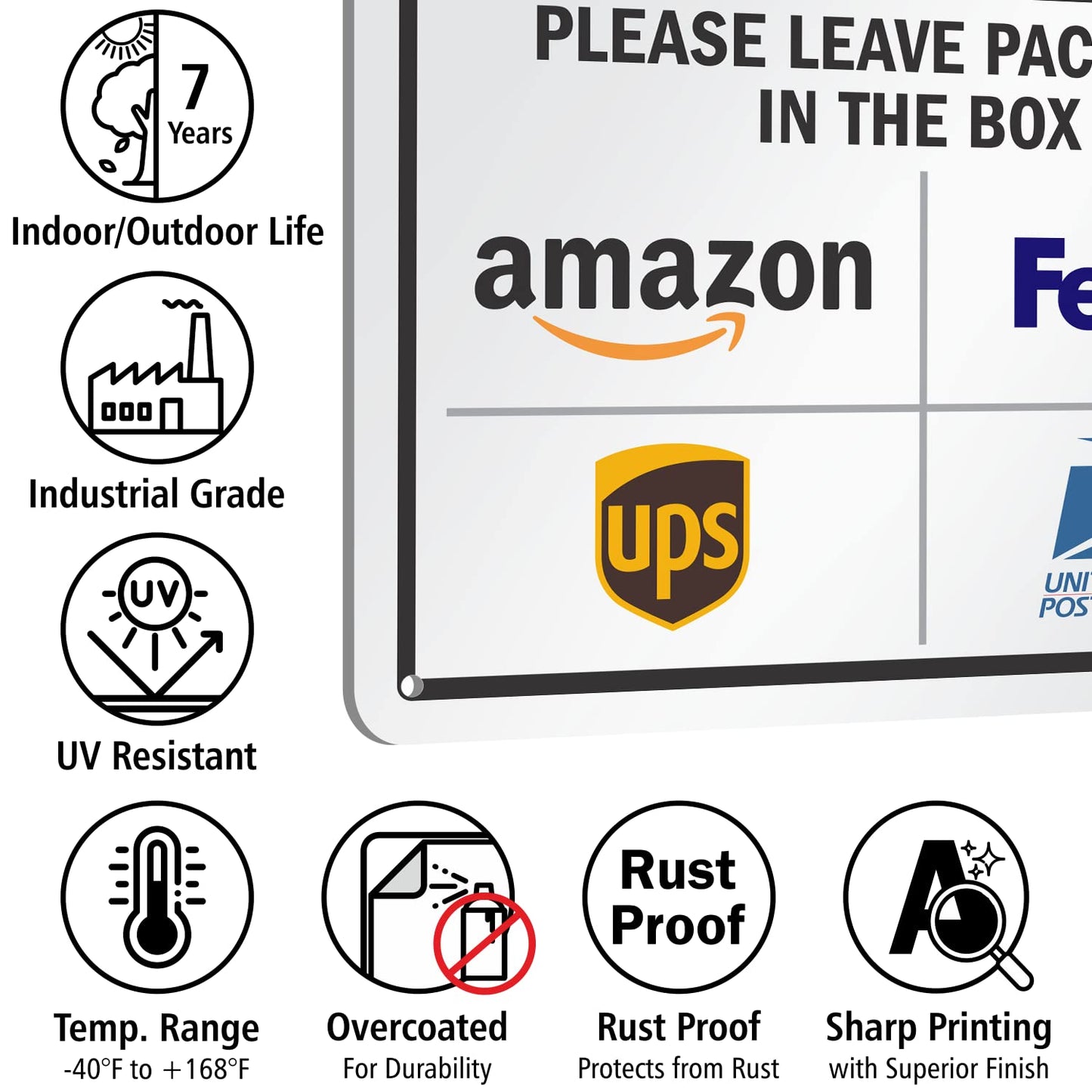 SmartSign 7 x 10 inch “Please Leave Packages In The Box - Amazon, FedEx, UPS, USPS” Delivery Instructions Metal Sign, 40 mil Laminated Rustproof Aluminum, Multicolor