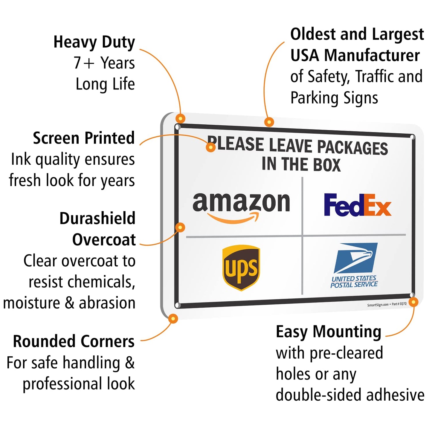 SmartSign 7 x 10 inch “Please Leave Packages In The Box - Amazon, FedEx, UPS, USPS” Delivery Instructions Metal Sign, 40 mil Laminated Rustproof Aluminum, Multicolor