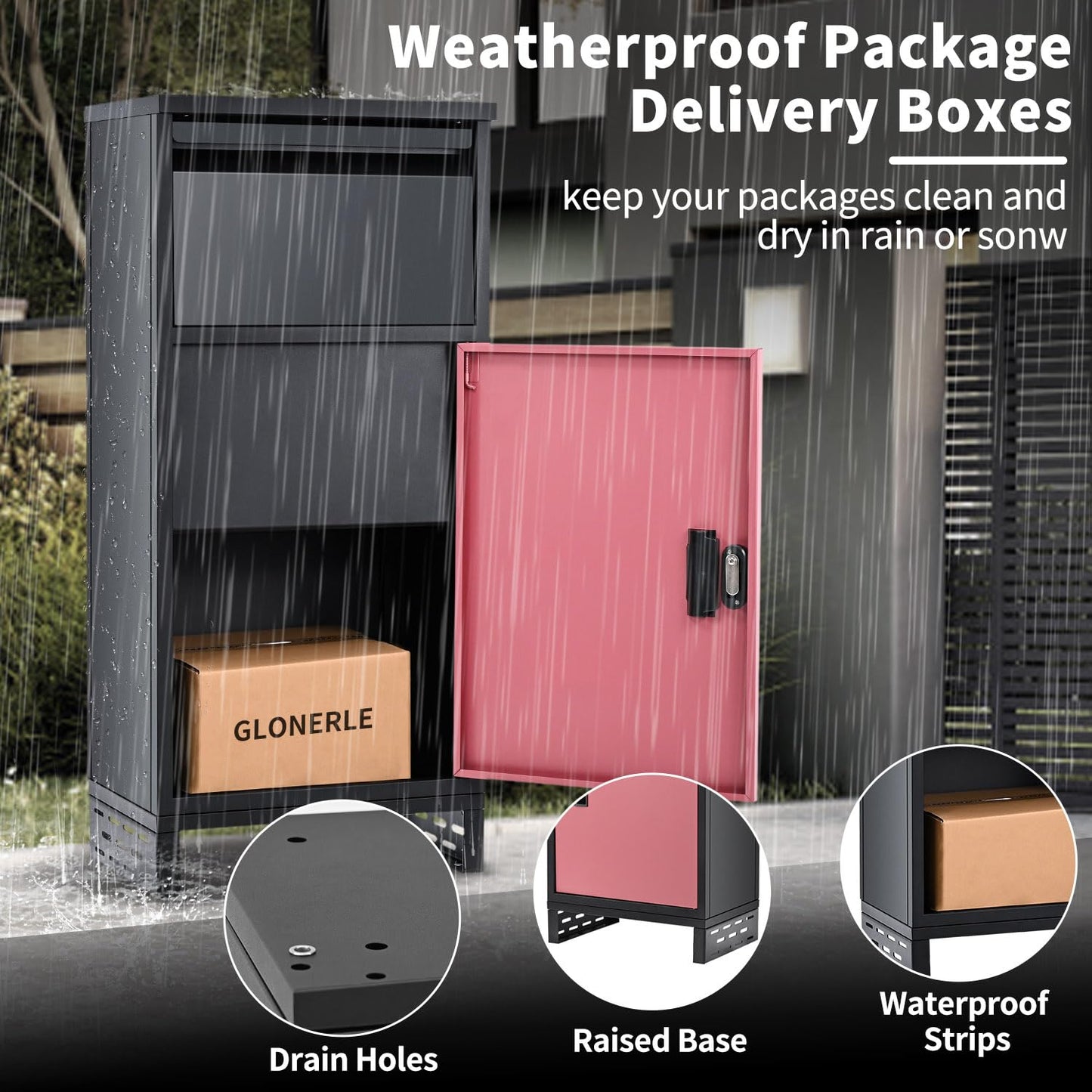 Package Delivery Boxes for Outside, Extra Large Lockable Parcel Drop Box, Waterproof Galvanized Alloy Parcel Mailbox, Secure Anti-Theft for Porch Curbside