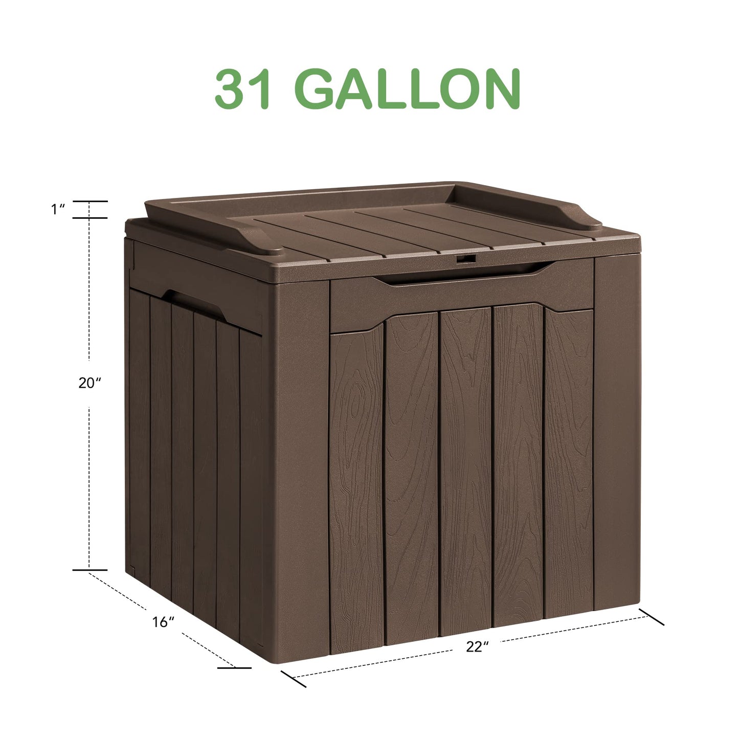 Homall 31 Gallon Resin Deck Box Waterproof Outdoor Storage with Padlock Indoor Outdoor Organization and Storage Container for Patio Furniture Cushions, Pool Toys, Garden Tools (Dark Brown)